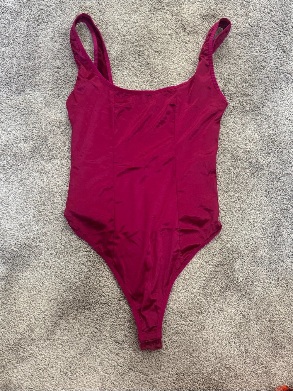 Free People Deep Magenta Scoop Neck Bodysuit